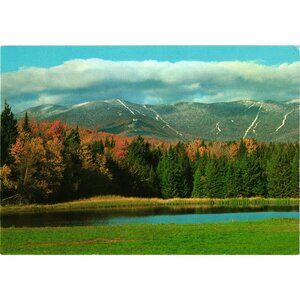 Sugarbush Valley Vermont Postcard Lincoln Mountain Autumn Snow Scenic